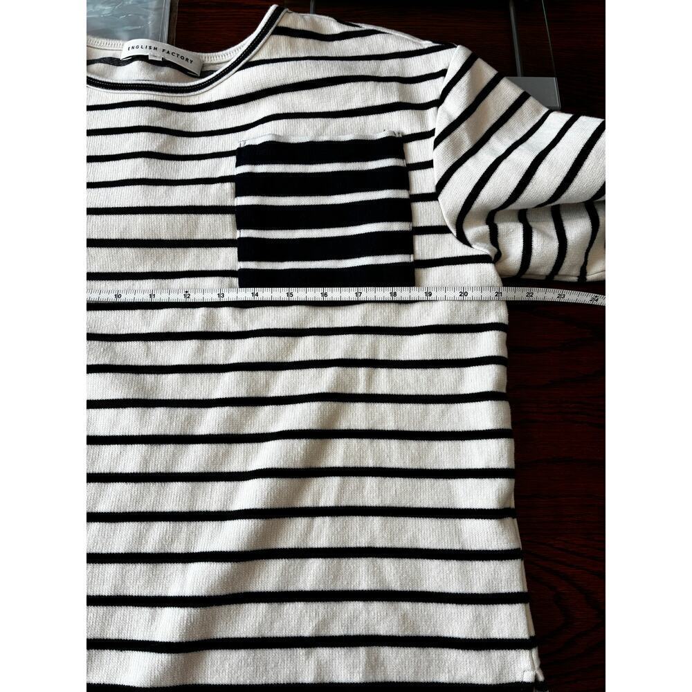 English Factory Striped Sweater Black White Pocket Colored Sleeve Long Sleeves M - Picture 4 of 5